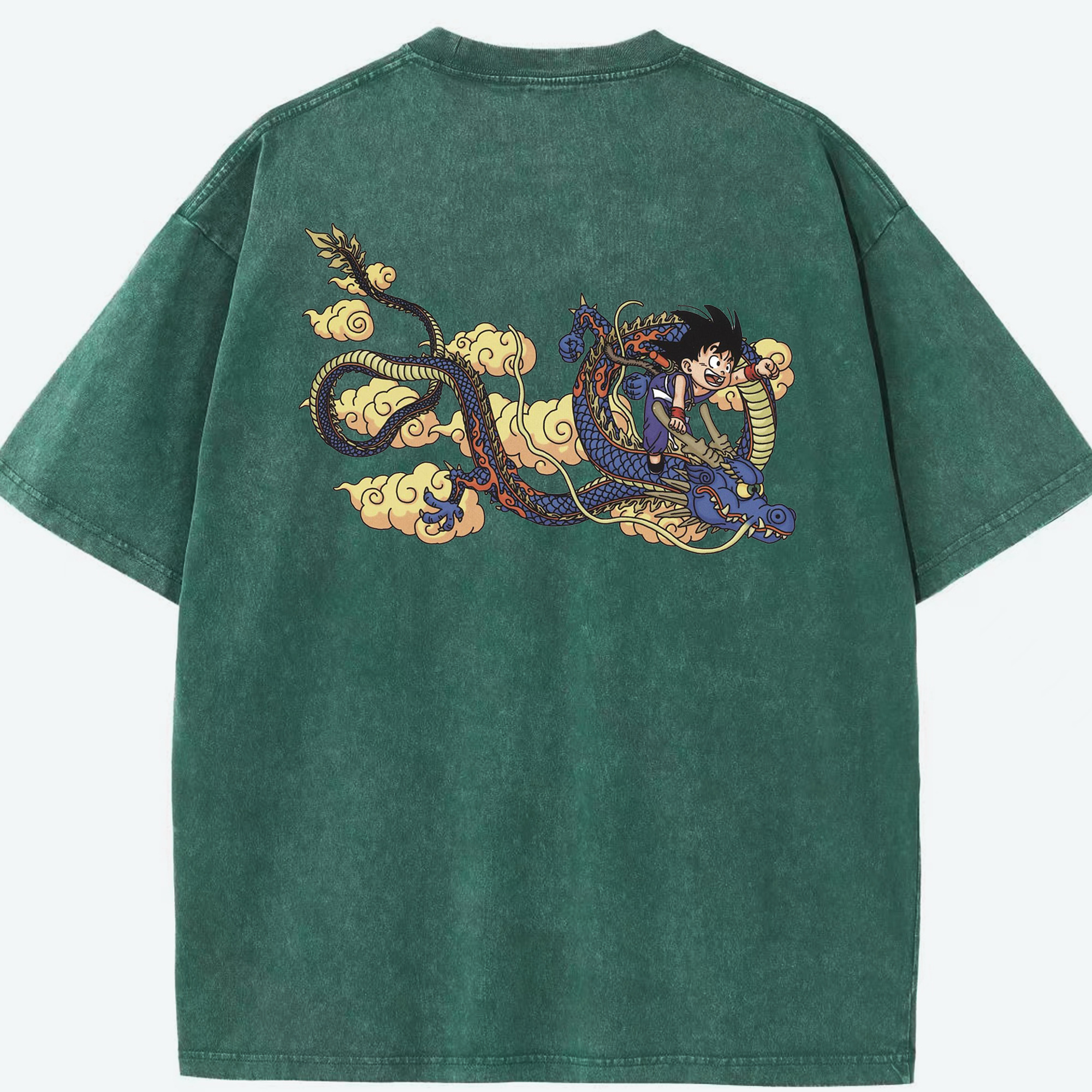 （画像用） ドラゴンボール 神龍 シェンロン DRAGON BALL Shenron 綿100% ヴィンテージ風 半袖Tシャツ（背面プリント）